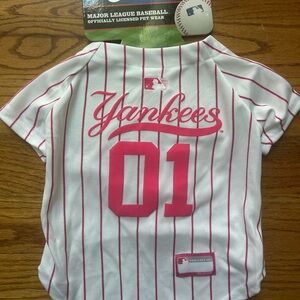 MLB Yankees Pink Striped Dog Jersey